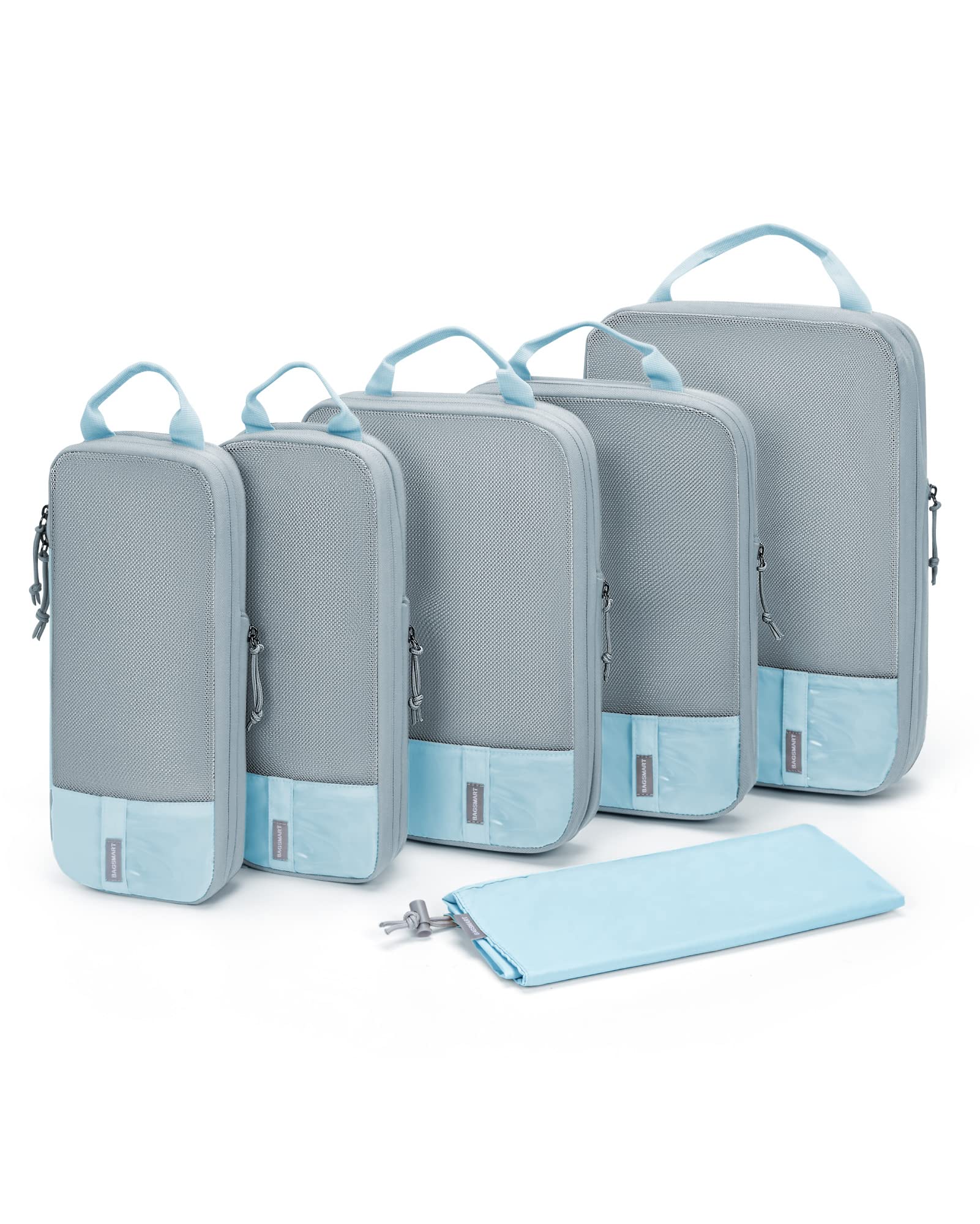 BAGSMART 6 Set Compression Packing Cubes - Lightweight Travel Essentials, Durable Luggage Organizer