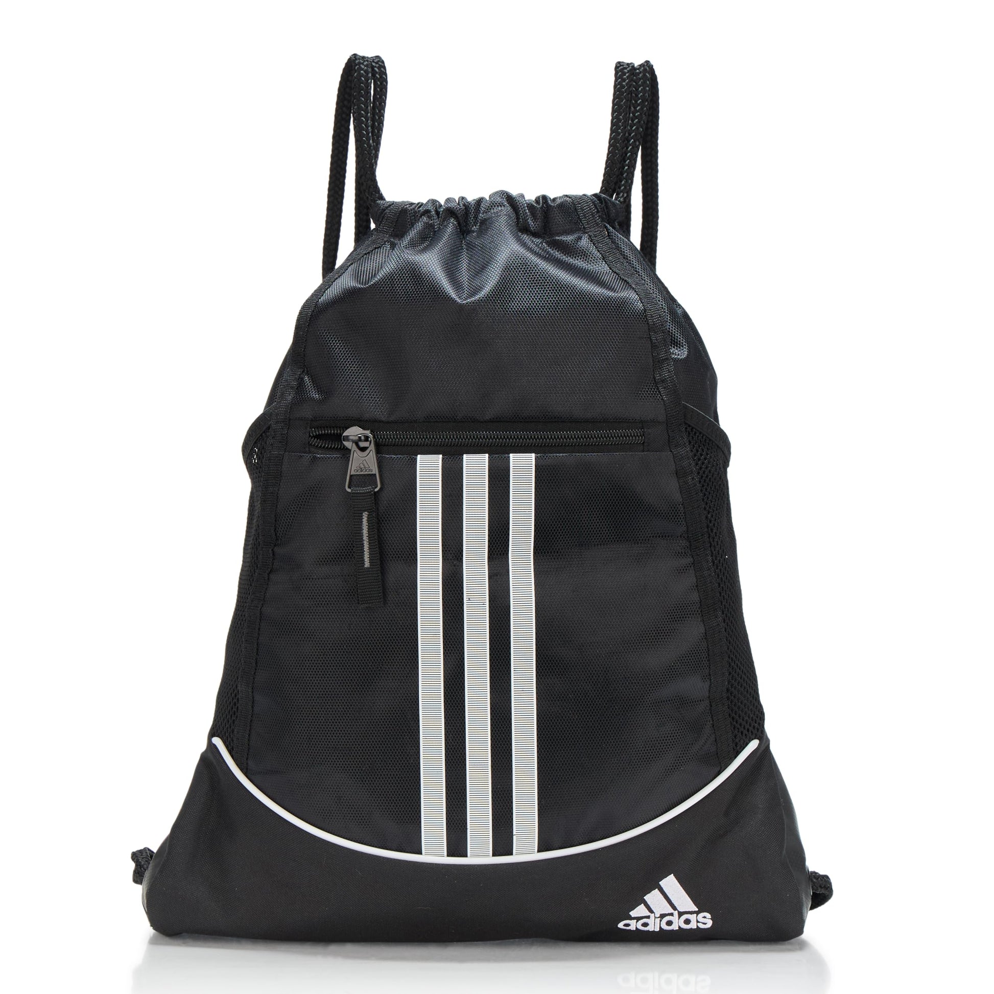 adidas Alliance Sackpack, Drawstring, Lightweight Small Gym Bag for Women, Soccer Backpack, White/Black/Black, One Size