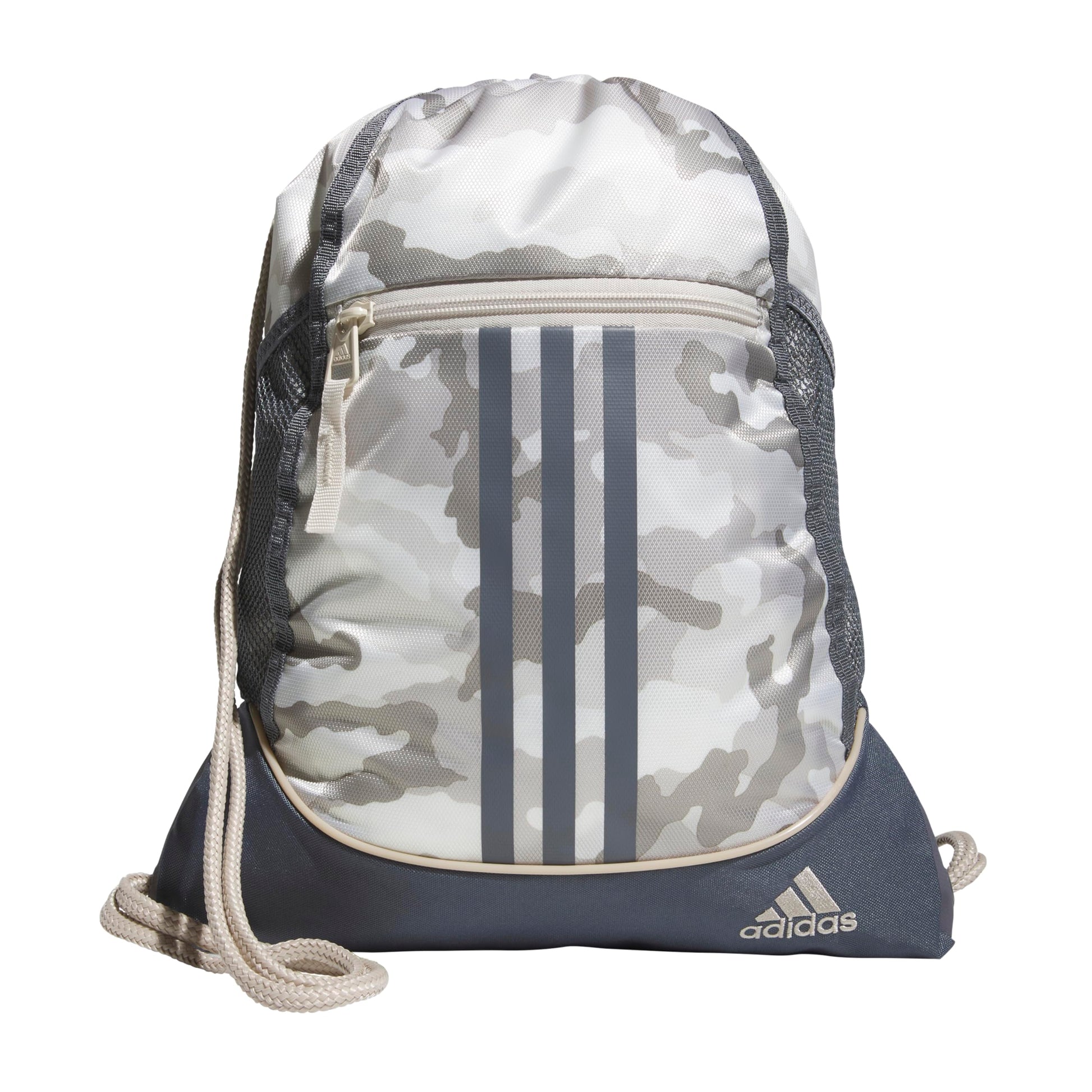 adidas Alliance Sackpack, Drawstring, Lightweight Small Gym Bag for Women, Soccer Backpack, White/Black/Black, One Size
