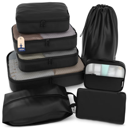 Shacke Premium 5 Packing Cubes Set - Lightweight Mesh Travel Luggage Organizers with Laundry Bag, 5-Piece Suitcase Storage System (Green Grass)