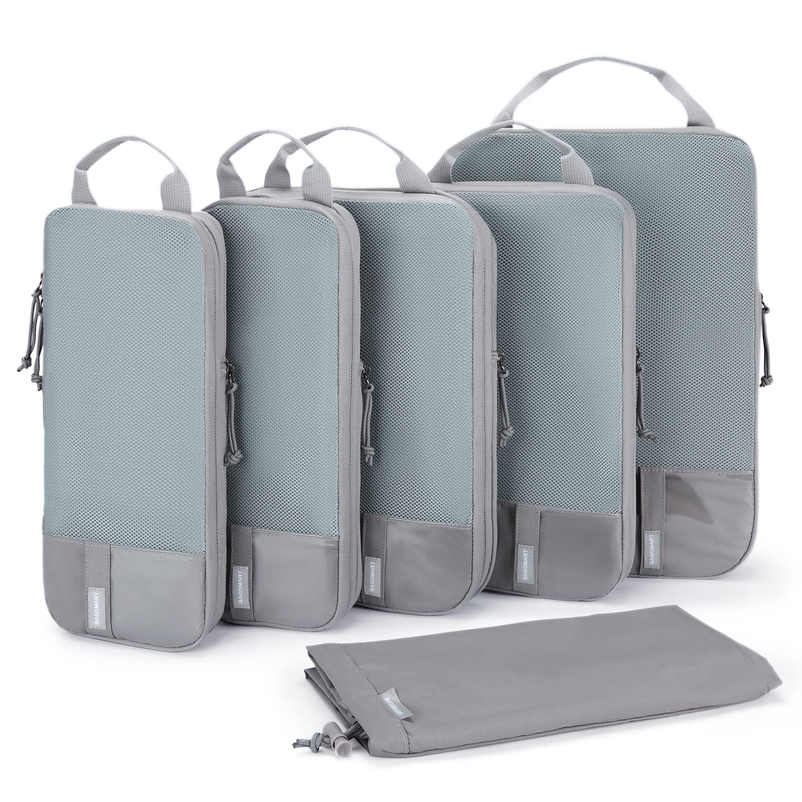 BAGSMART 6 Set Compression Packing Cubes - Lightweight Travel Essentials, Durable Luggage Organizer