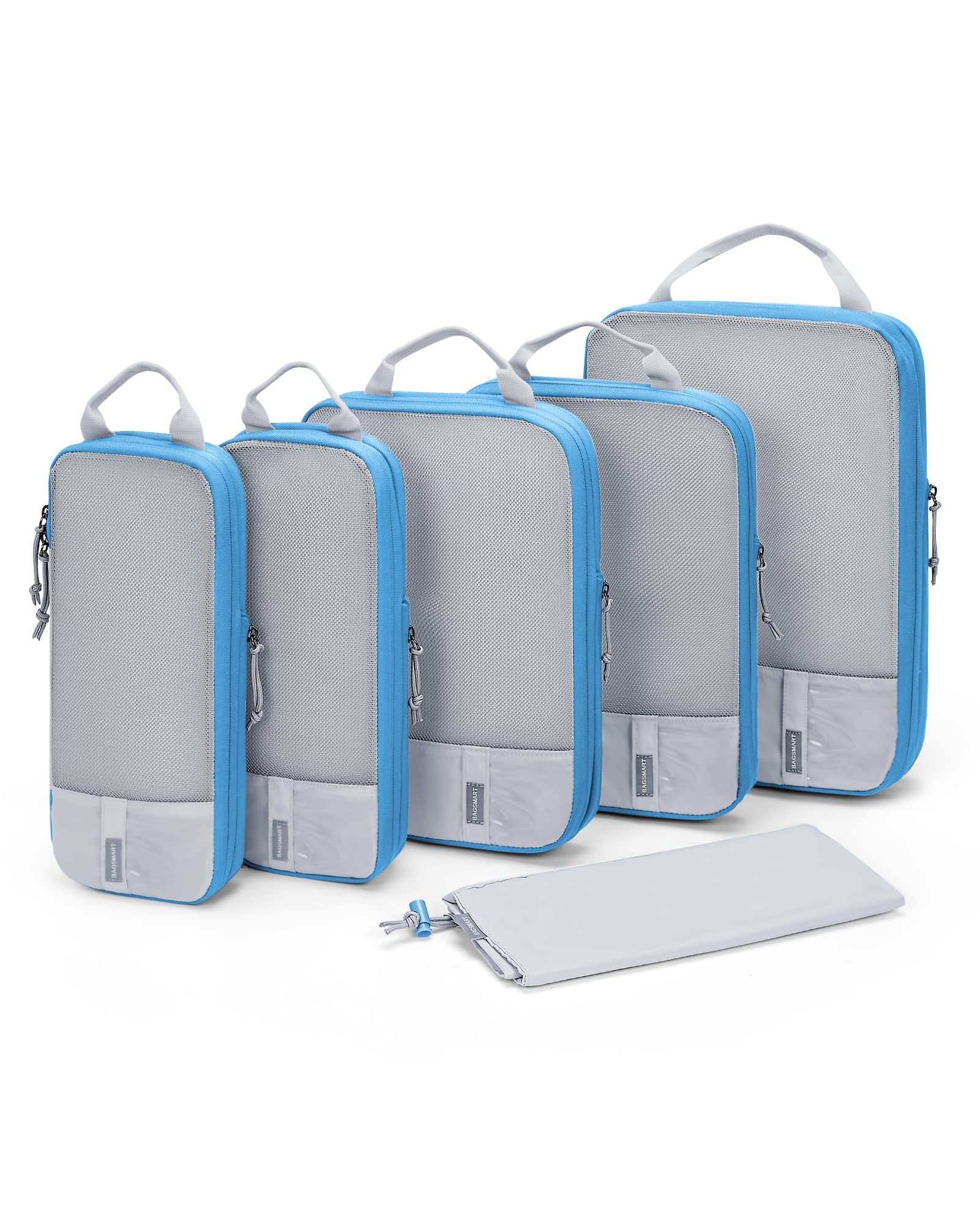 BAGSMART 6 Set Compression Packing Cubes - Lightweight Travel Essentials, Durable Luggage Organizer