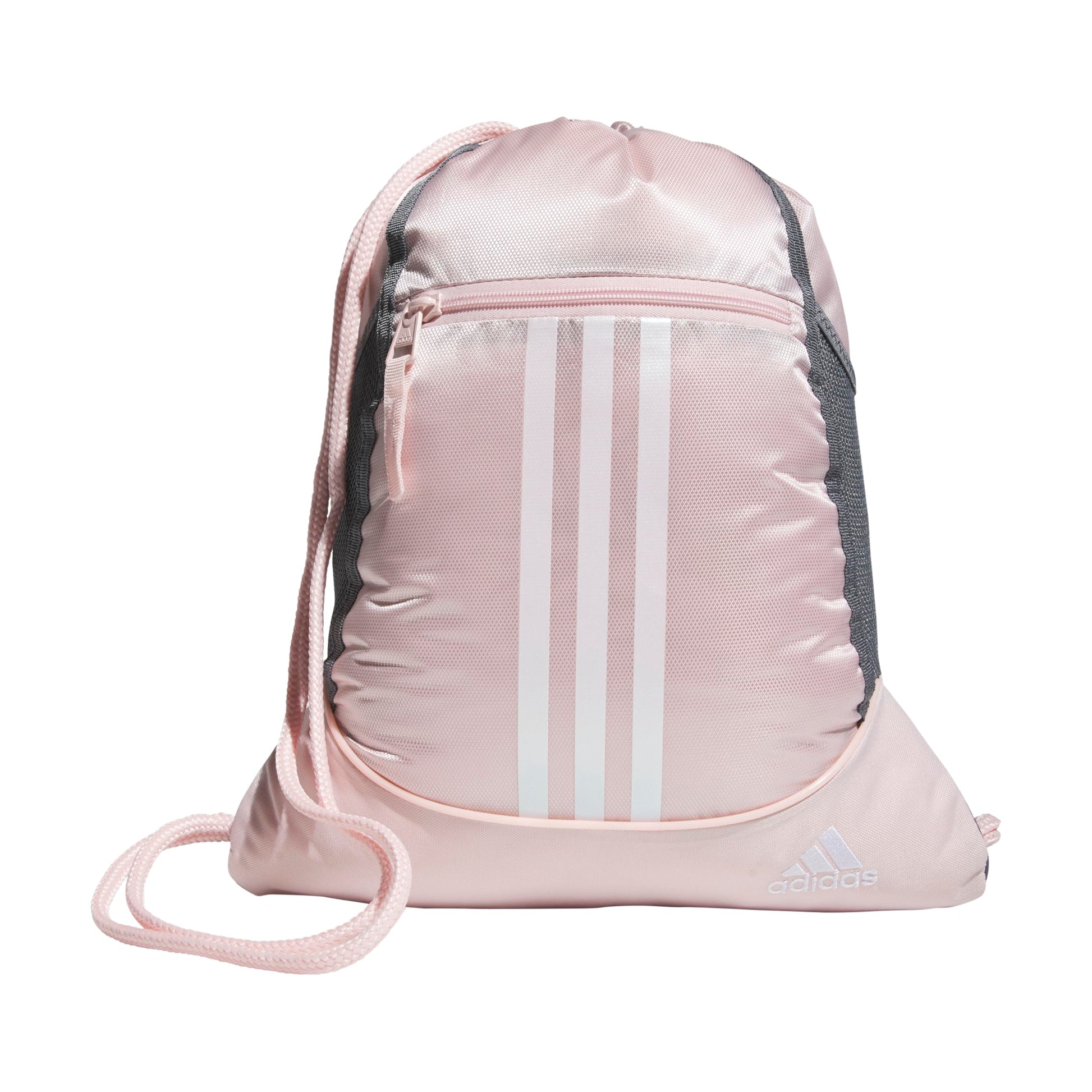 adidas Alliance Sackpack, Drawstring, Lightweight Small Gym Bag for Women, Soccer Backpack, White/Black/Black, One Size
