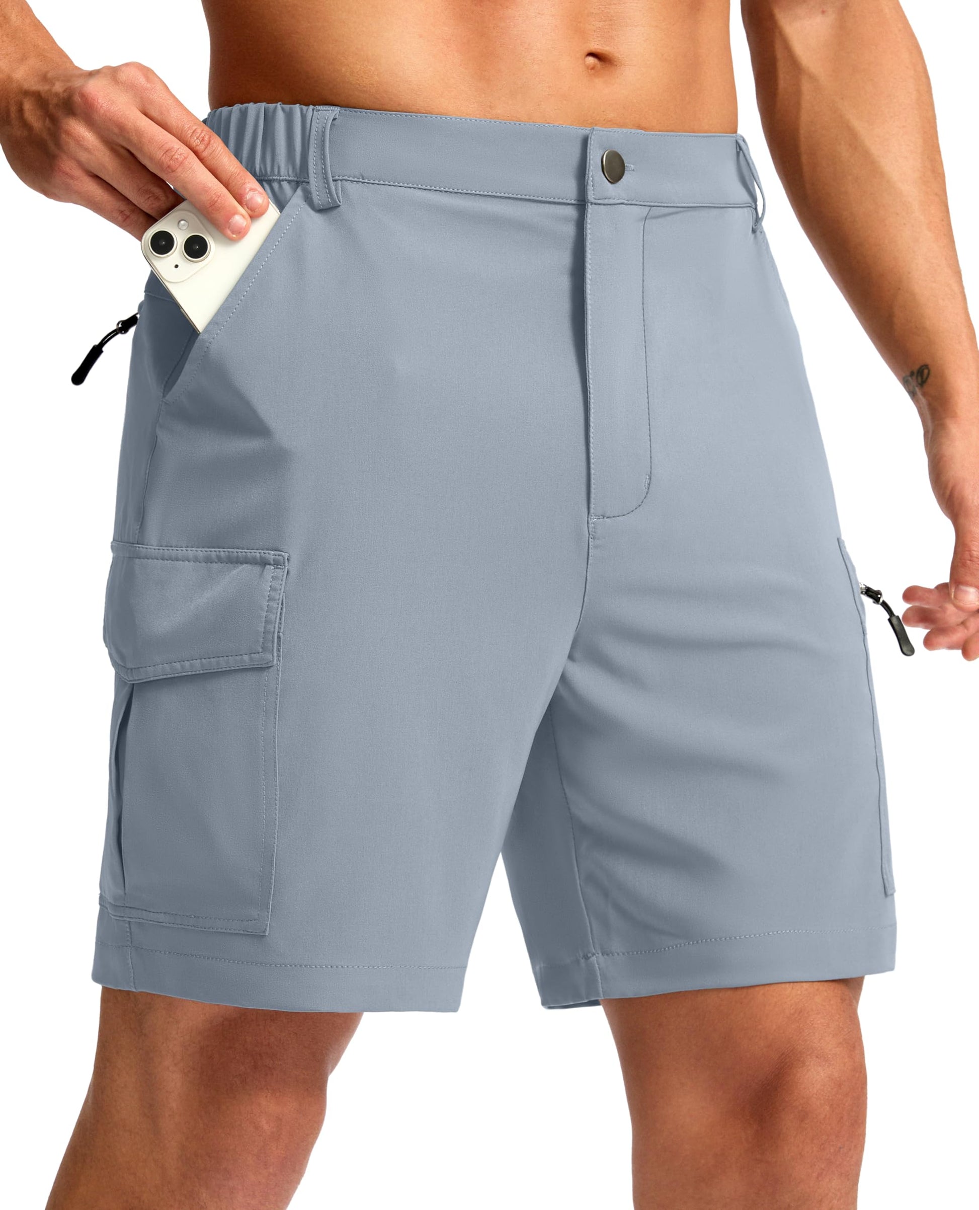 Pudolla Men's Hiking Cargo Shorts 7" Lightweight Quick Dry Casual Work Shorts for Men Summer Travel Golf with 5 Pockets