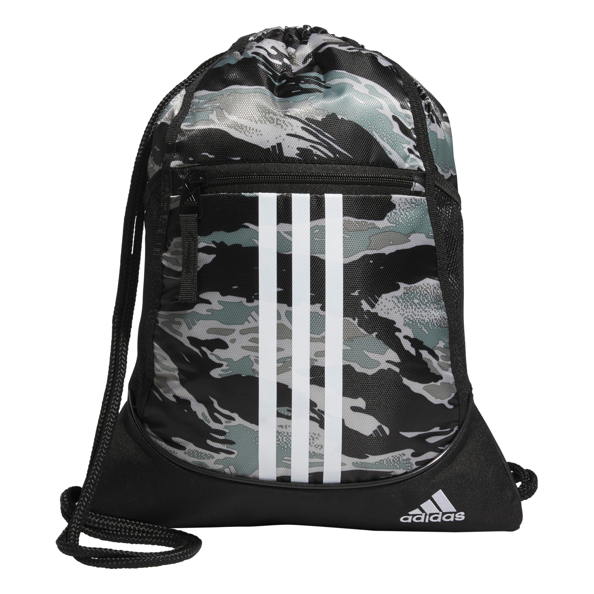 adidas Alliance Sackpack, Drawstring, Lightweight Small Gym Bag for Women, Soccer Backpack, White/Black/Black, One Size