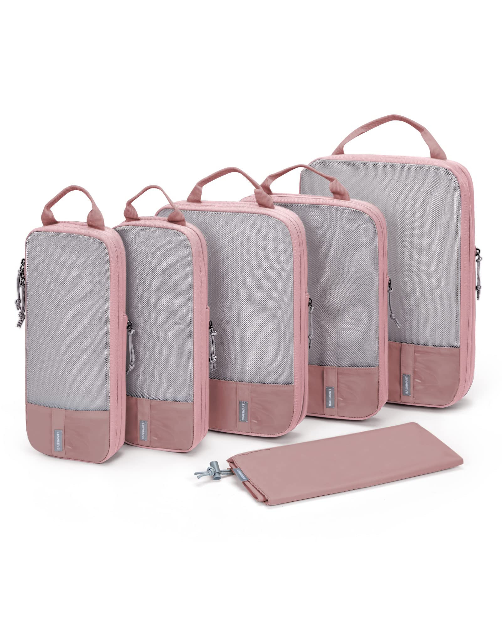 BAGSMART 6 Set Compression Packing Cubes - Lightweight Travel Essentials, Durable Luggage Organizer