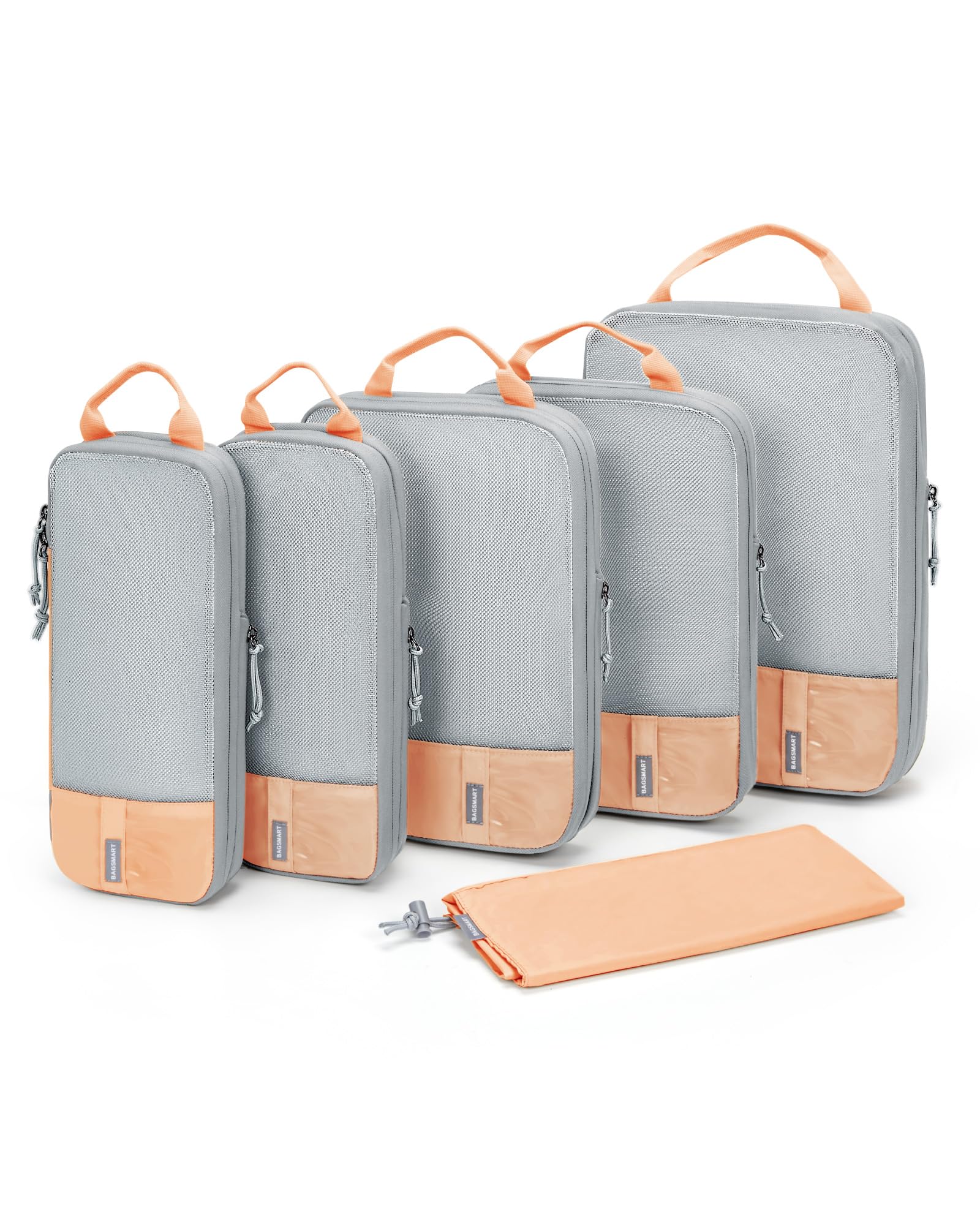 BAGSMART 6 Set Compression Packing Cubes - Lightweight Travel Essentials, Durable Luggage Organizer