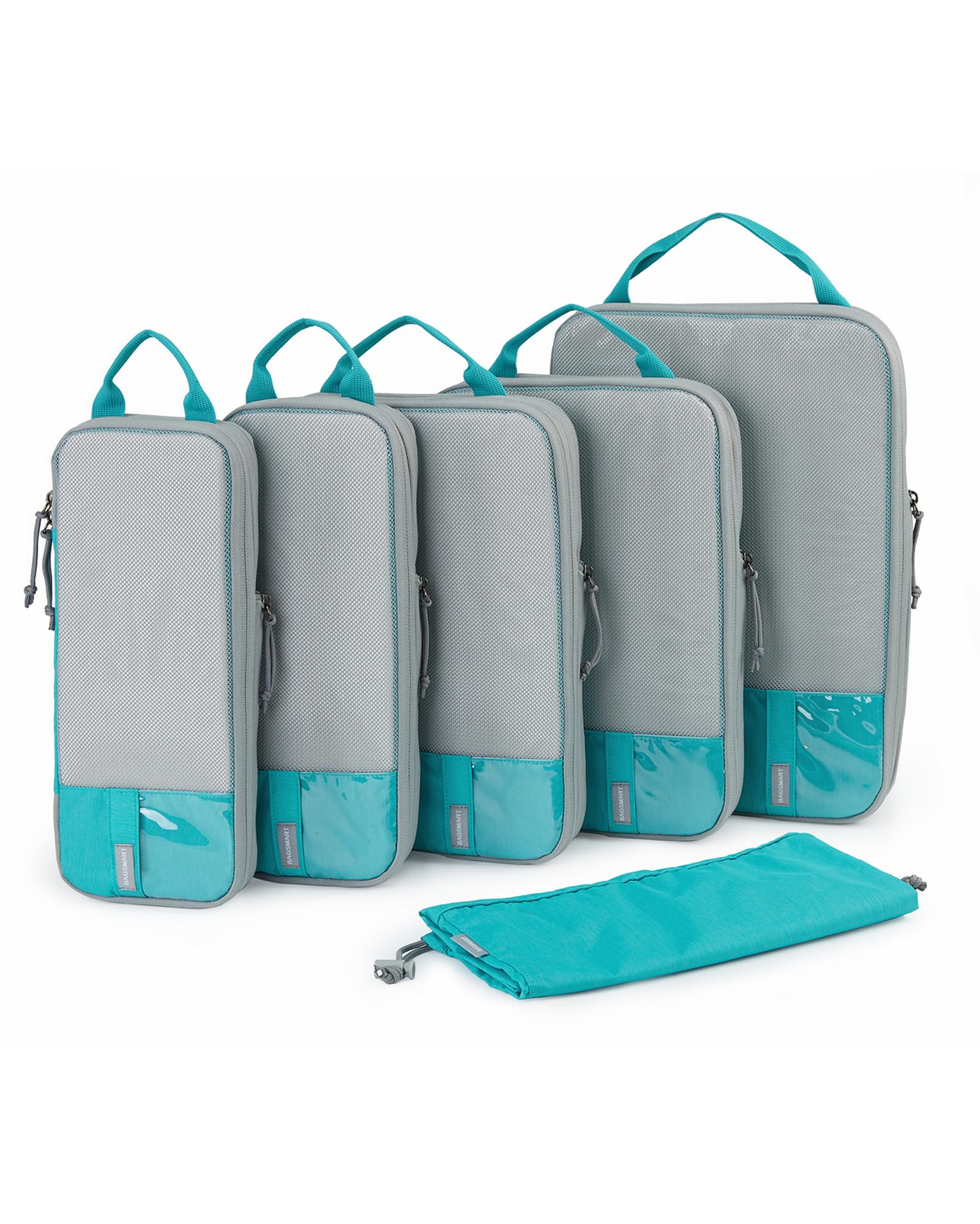 BAGSMART 6 Set Compression Packing Cubes - Lightweight Travel Essentials, Durable Luggage Organizer