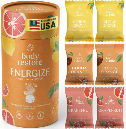 Body Restore Shower Steamers Aromatherapy 6 Pack - Galentines, Valentines Day Gifts for Her and Him, Birthday Gifts for Mom, Best Friend, Travel Essentials, Stress Relief, Self Care - Citrus