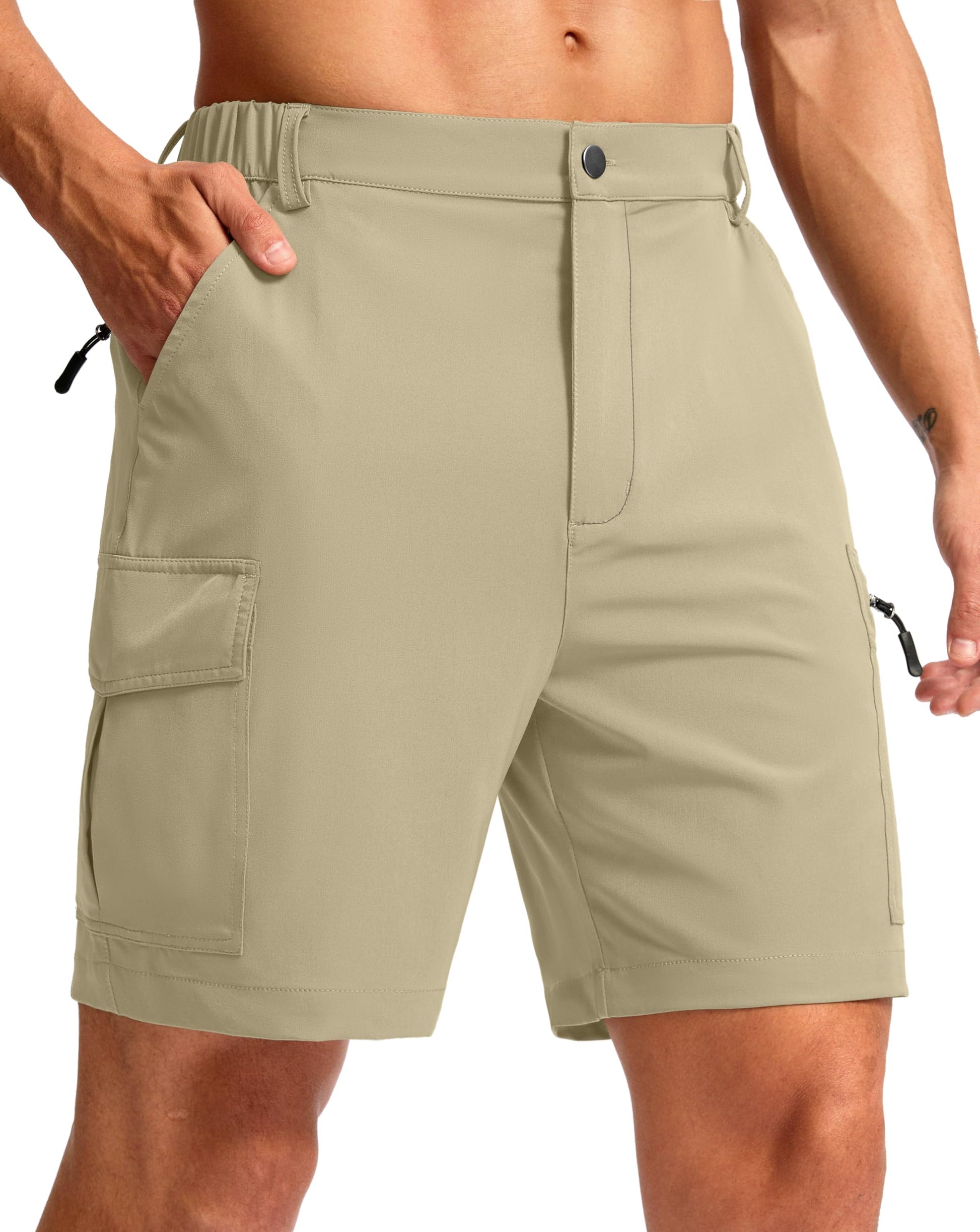 Pudolla Men's Hiking Cargo Shorts 7" Lightweight Quick Dry Casual Work Shorts for Men Summer Travel Golf with 5 Pockets