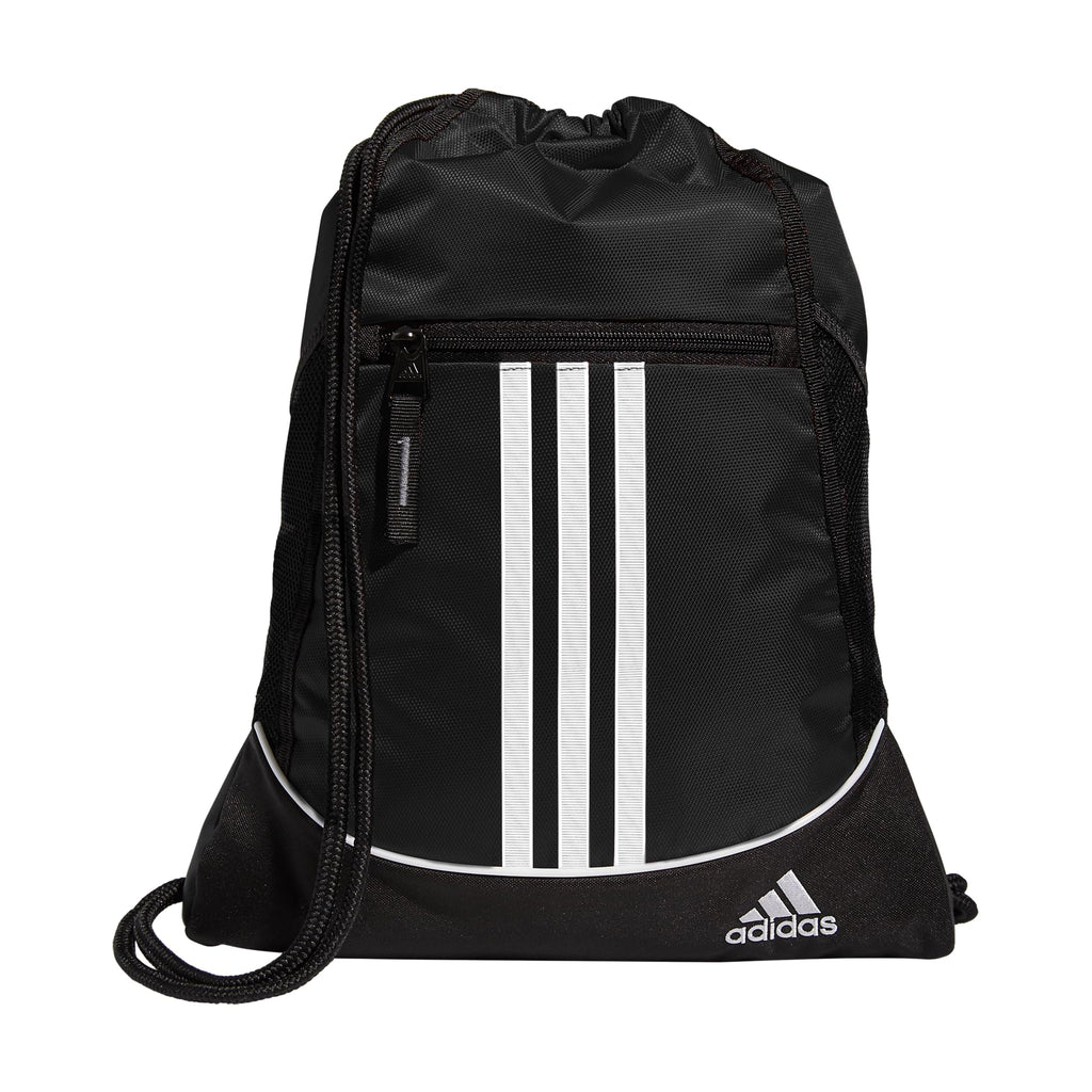 adidas Alliance Sackpack, Drawstring, Lightweight Small Gym Bag for Women, Soccer Backpack, White/Black/Black, One Size