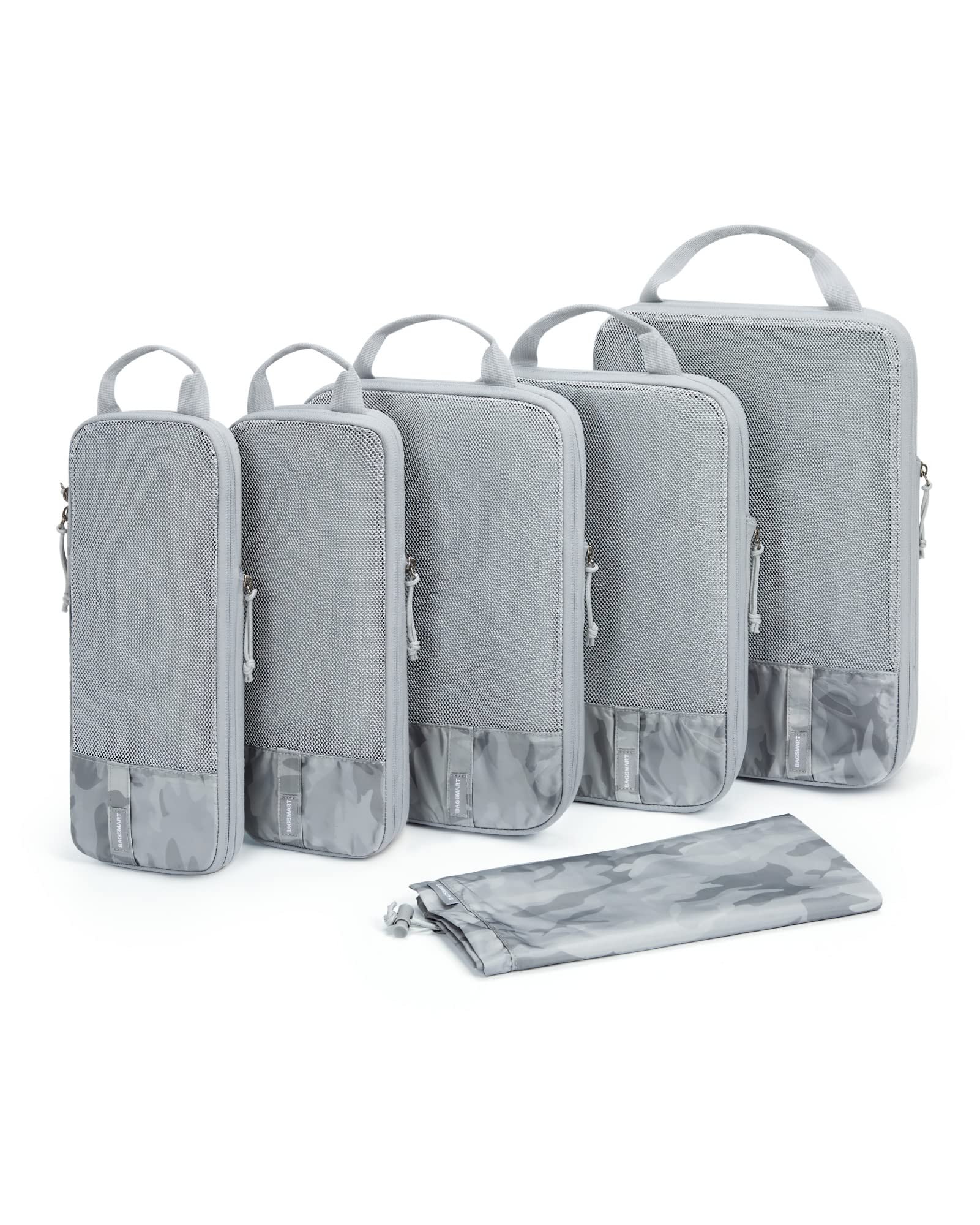 BAGSMART 6 Set Compression Packing Cubes - Lightweight Travel Essentials, Durable Luggage Organizer