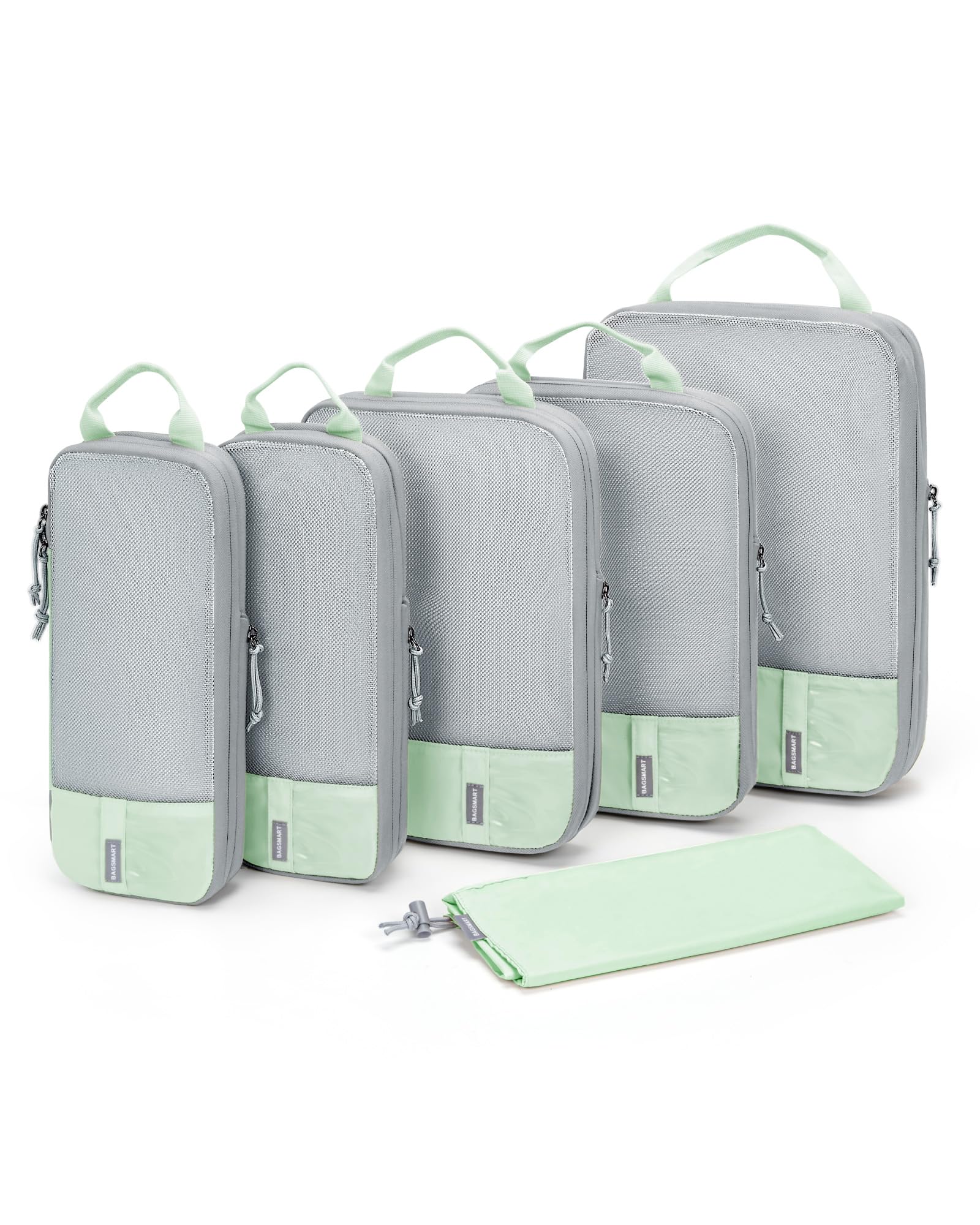 BAGSMART 6 Set Compression Packing Cubes - Lightweight Travel Essentials, Durable Luggage Organizer
