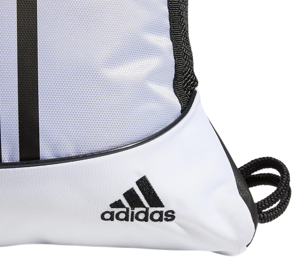 adidas Alliance Sackpack, Drawstring, Lightweight Small Gym Bag for Women, Soccer Backpack, White/Black/Black, One Size