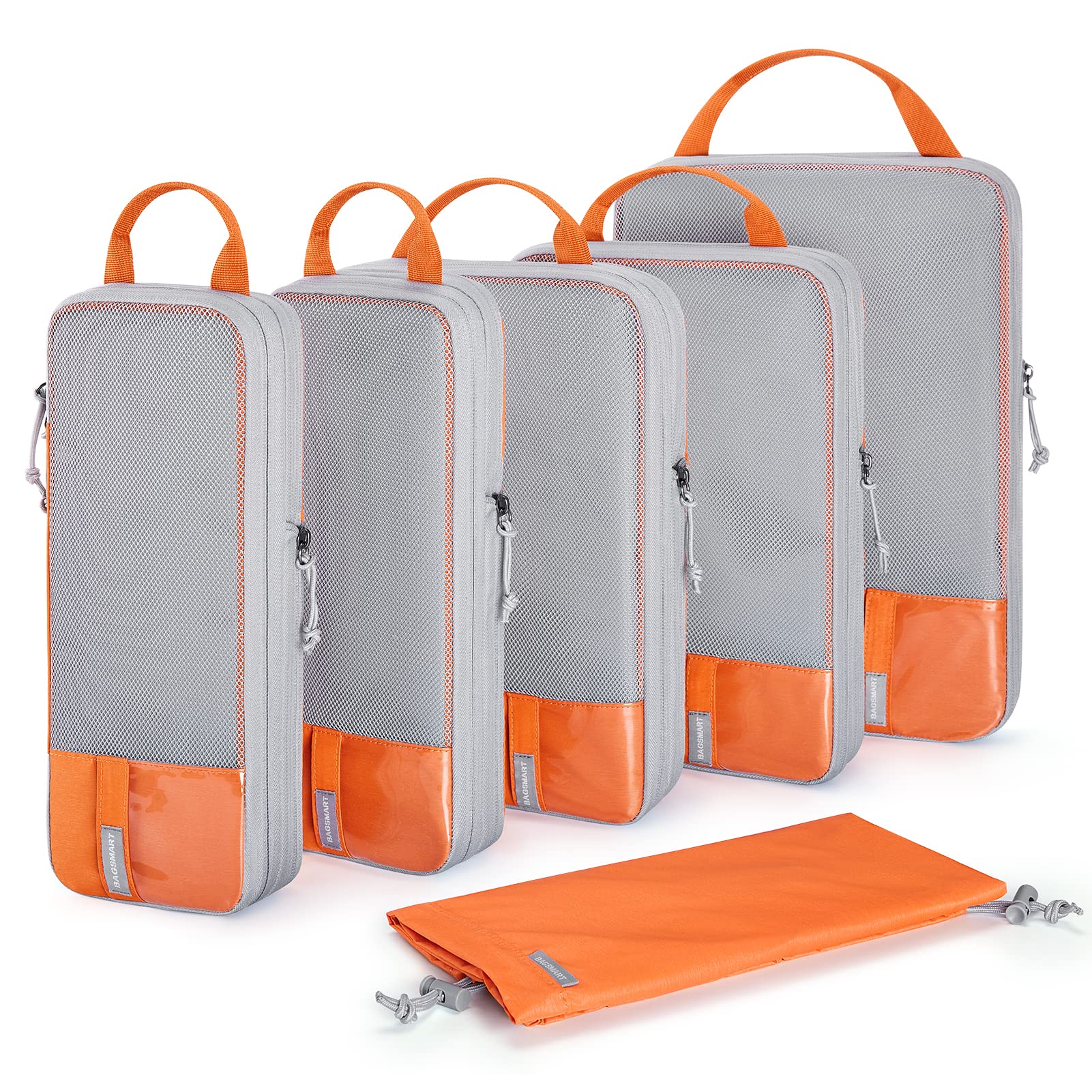 BAGSMART 6 Set Compression Packing Cubes - Lightweight Travel Essentials, Durable Luggage Organizer