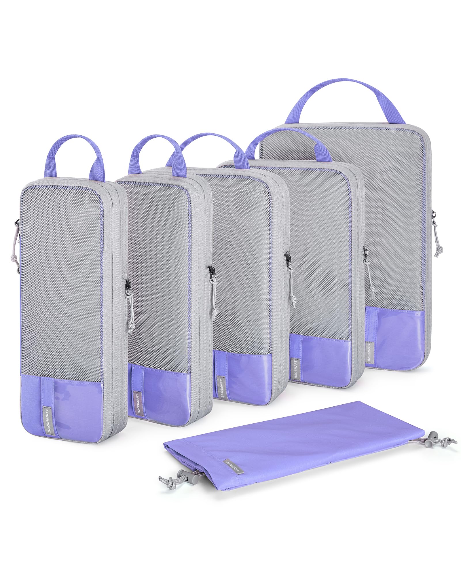 BAGSMART 6 Set Compression Packing Cubes - Lightweight Travel Essentials, Durable Luggage Organizer