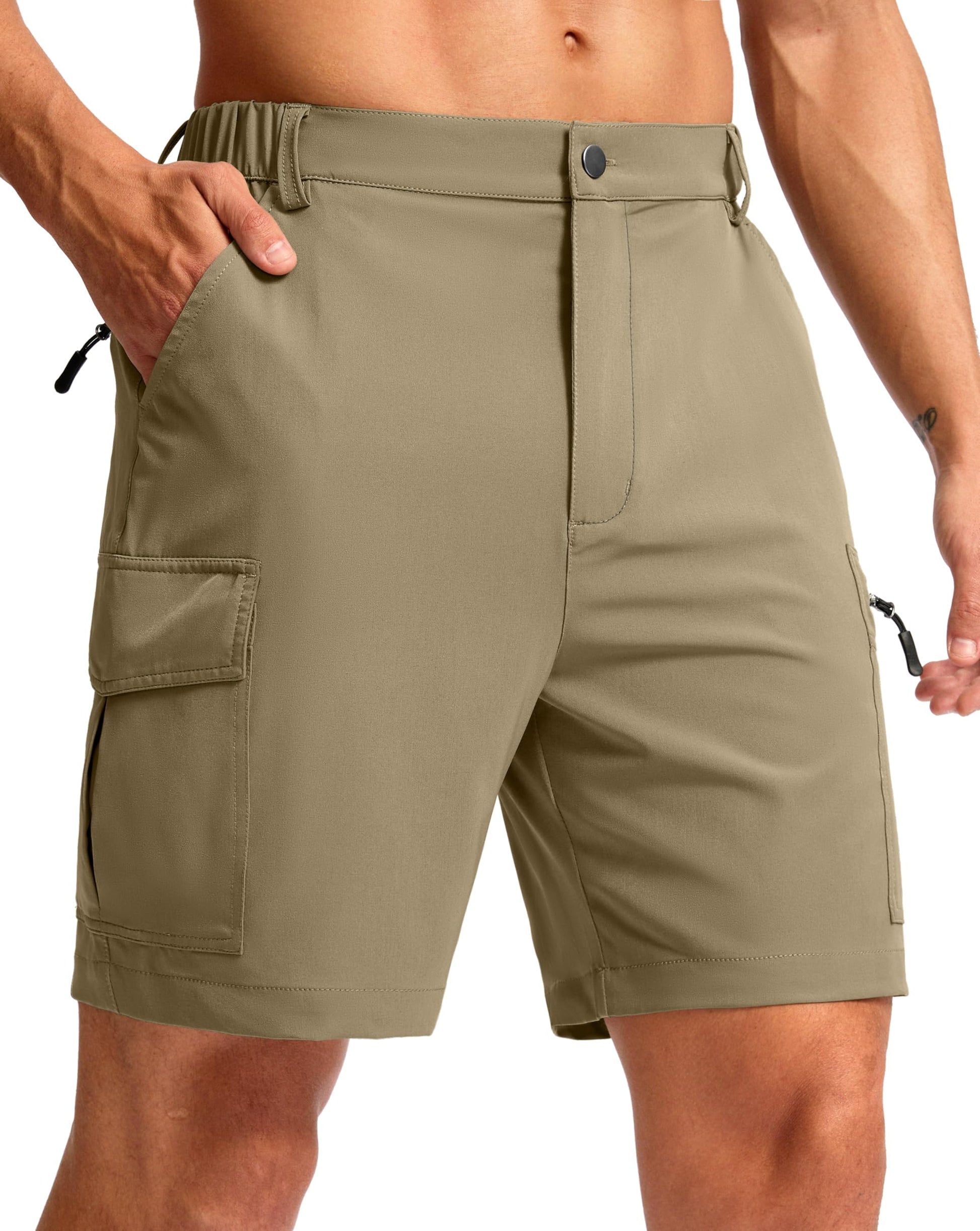 Pudolla Men's Hiking Cargo Shorts 7" Lightweight Quick Dry Casual Work Shorts for Men Summer Travel Golf with 5 Pockets