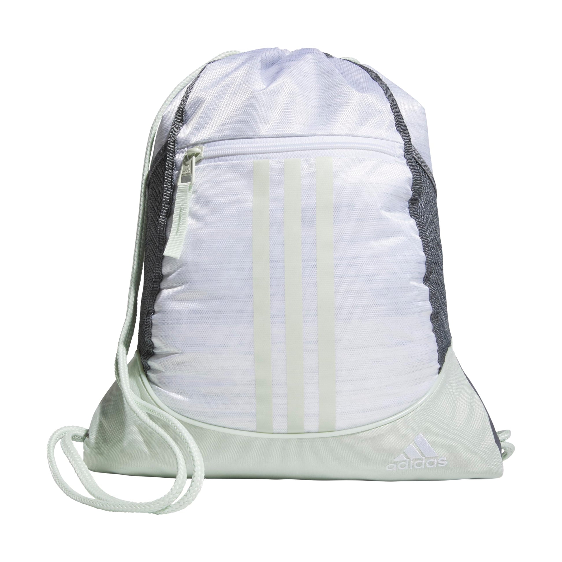 adidas Alliance Sackpack, Drawstring, Lightweight Small Gym Bag for Women, Soccer Backpack, White/Black/Black, One Size