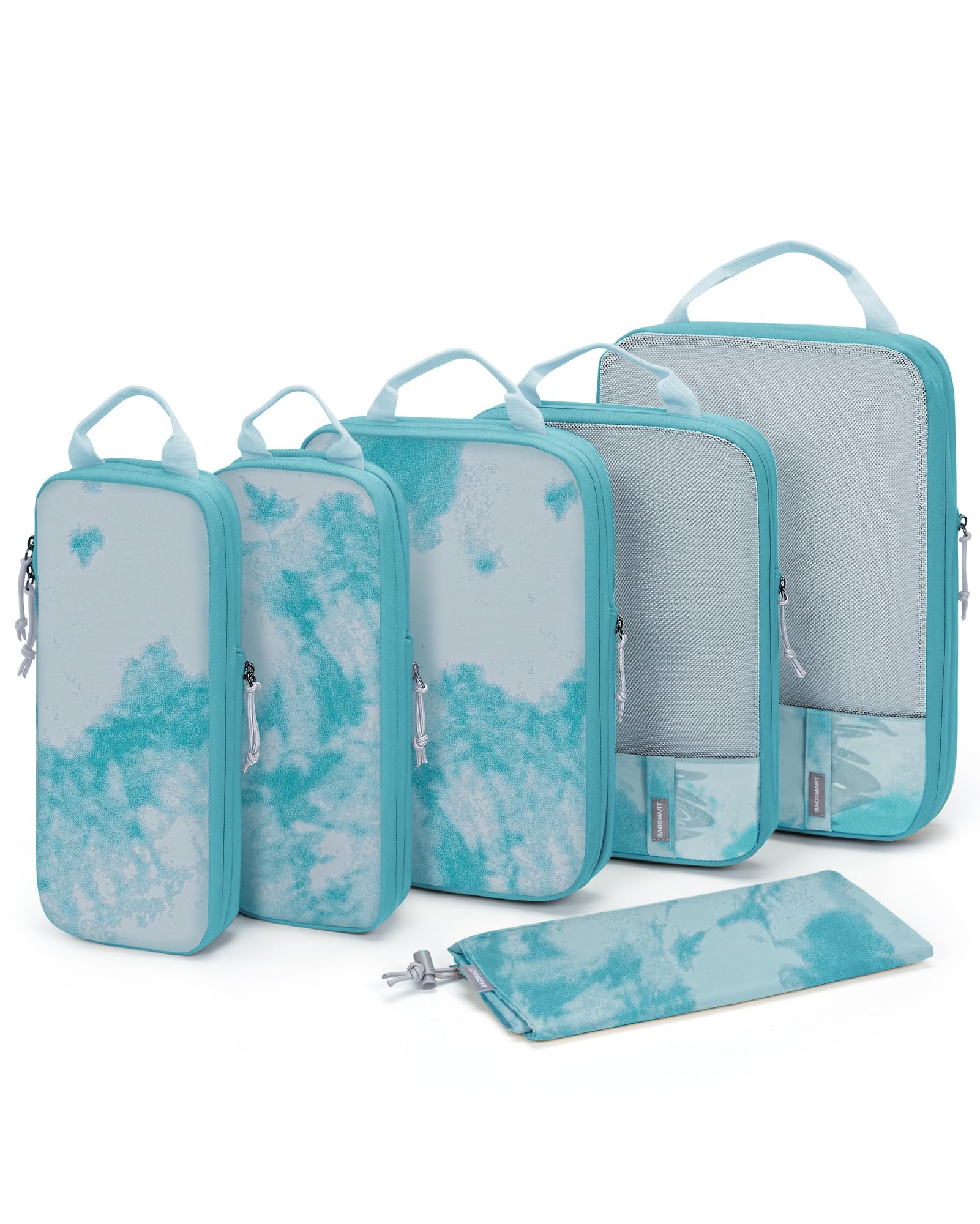 BAGSMART 6 Set Compression Packing Cubes - Lightweight Travel Essentials, Durable Luggage Organizer