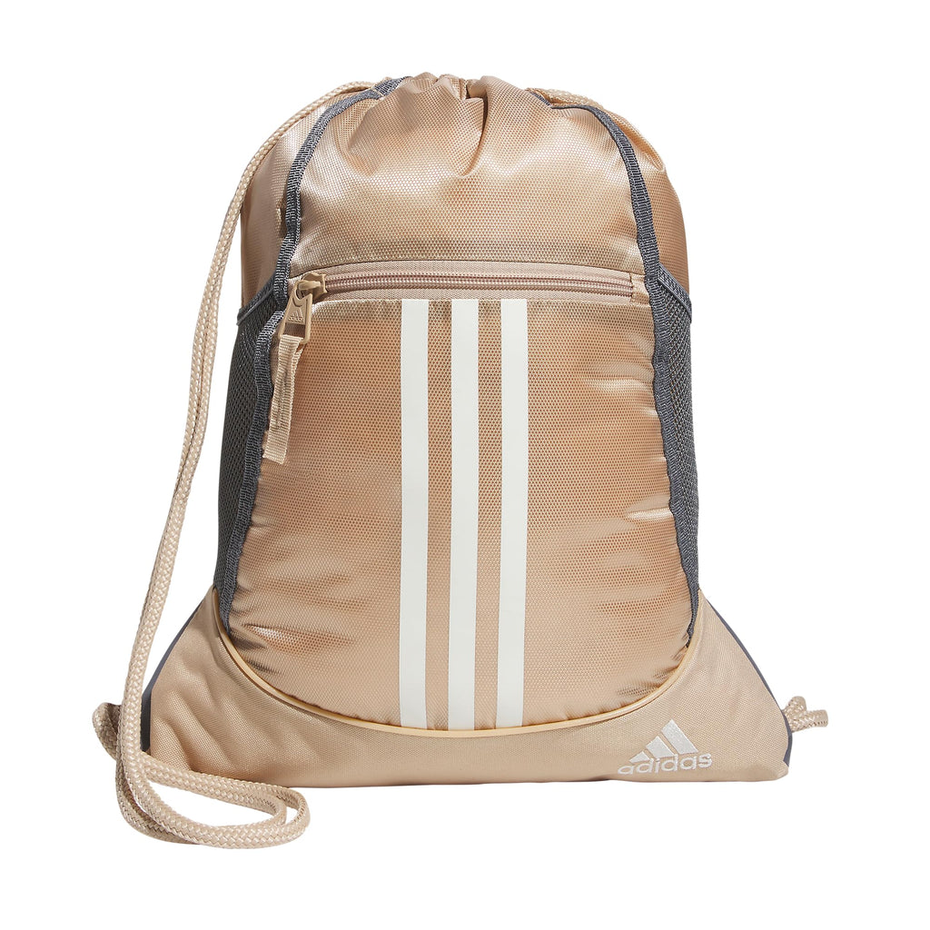 adidas Alliance Sackpack, Drawstring, Lightweight Small Gym Bag for Women, Soccer Backpack, White/Black/Black, One Size
