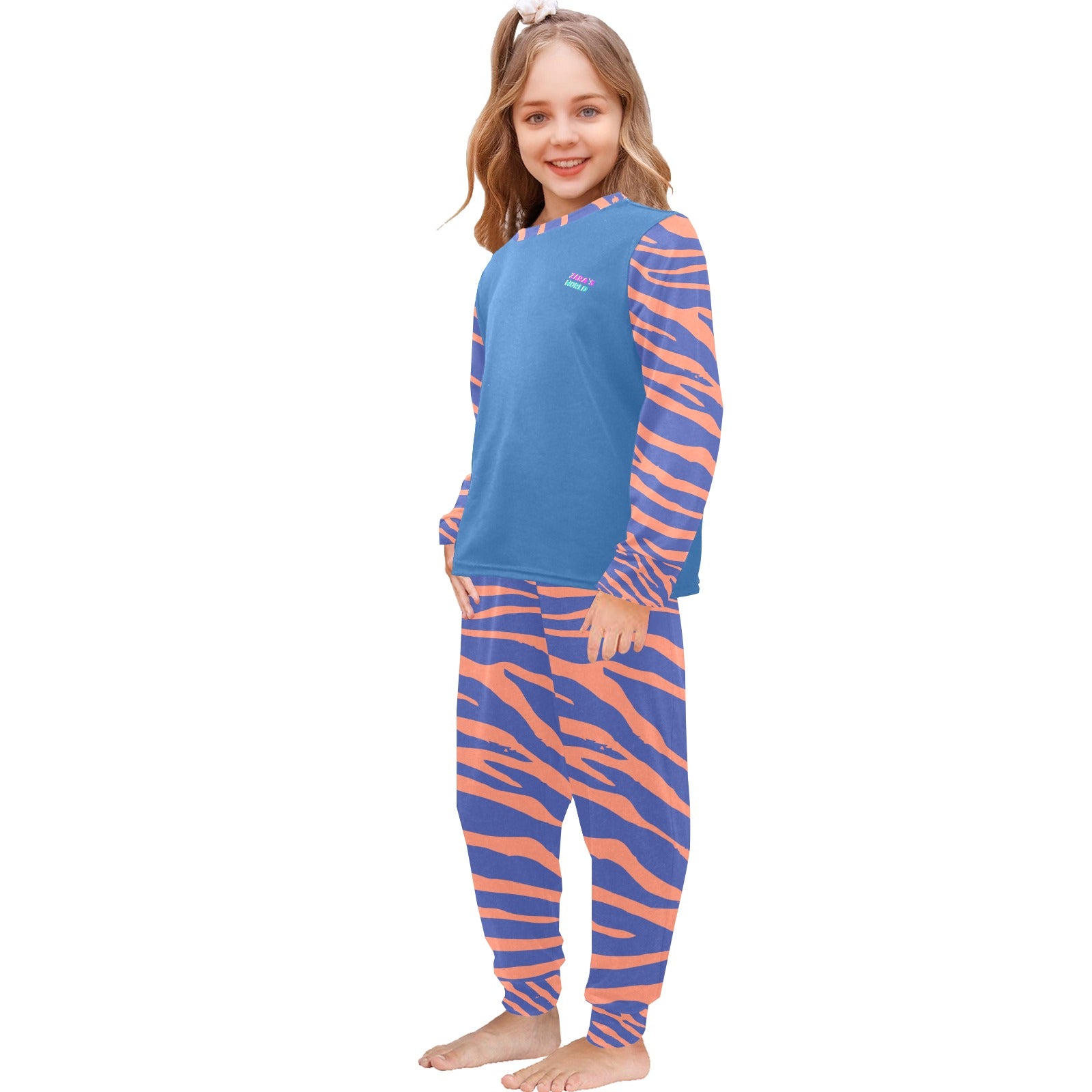 Little Girls' Animal Print Crew Neck Long Pajama Set