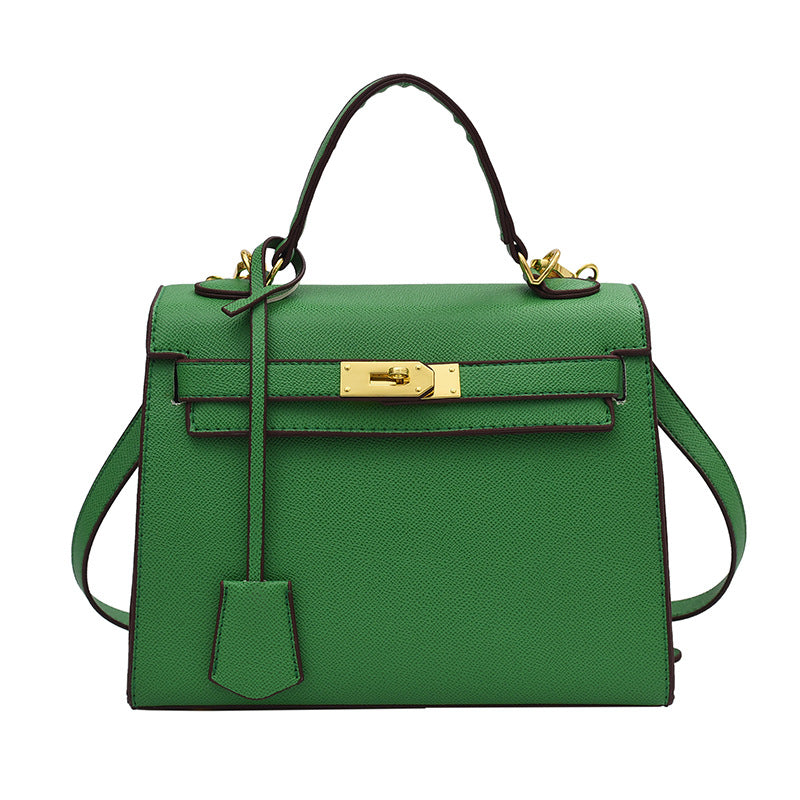 ZWX - PU Leather Candy Color Kelly Handbag with Buckle Lock