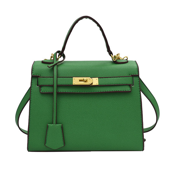 ZWX - PU Leather Candy Color Kelly Handbag with Buckle Lock