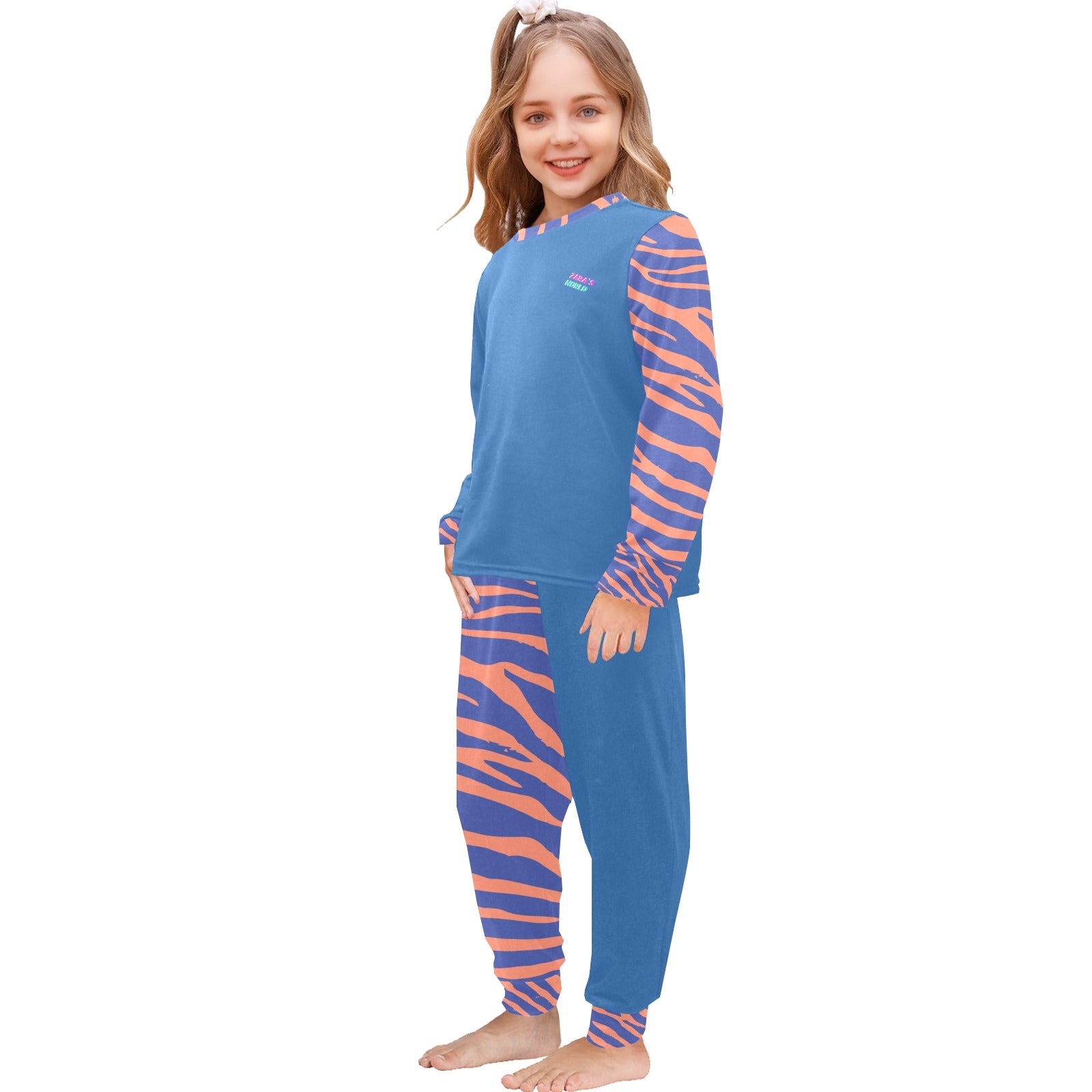 Little Girls' Animal Print Crew Neck Long Pajama Set