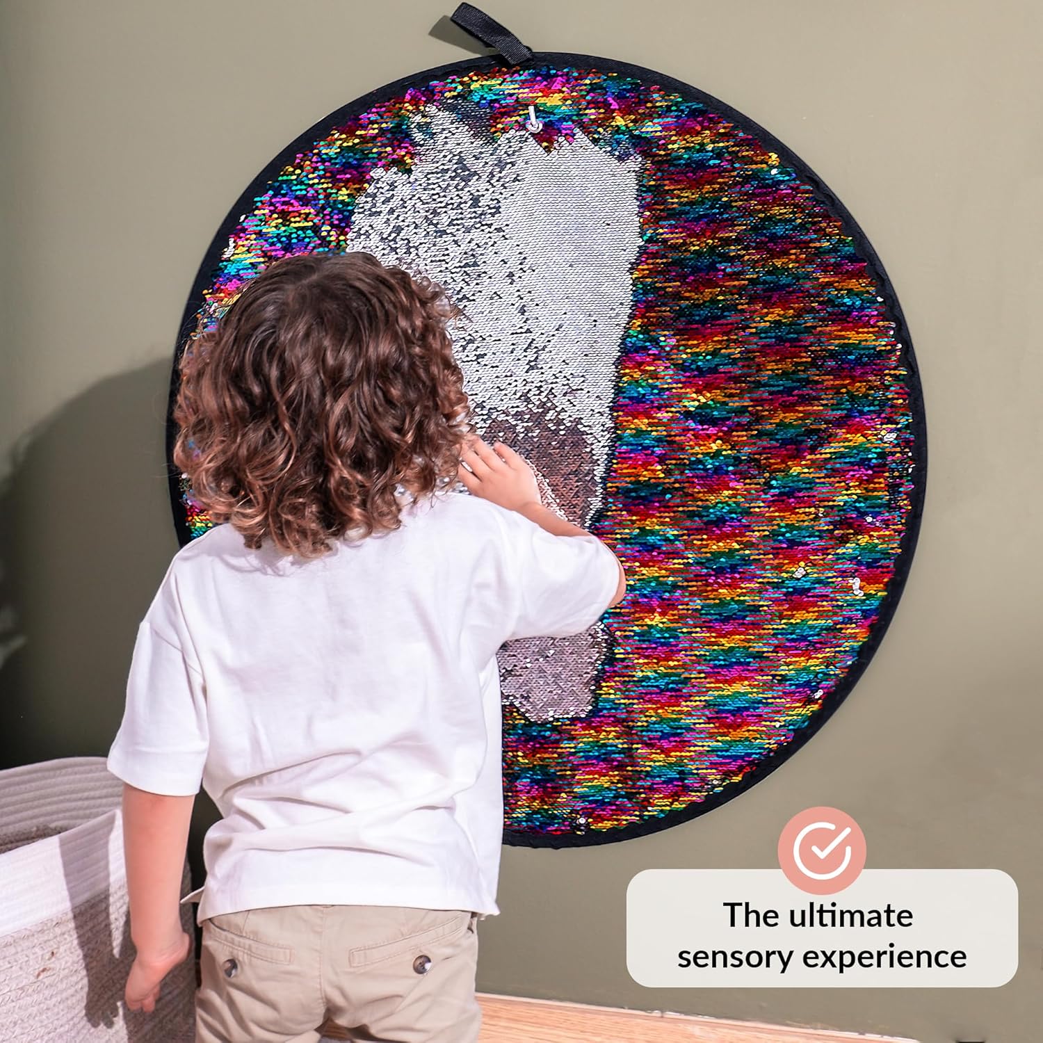 ODOXIA Sequin Fabric Sensory Wall | Sensory Room Must Haves | Sequin Wall | Sensory Wall for Classroom | Reversible Sequin Fabric | Sensory Wall Toy
