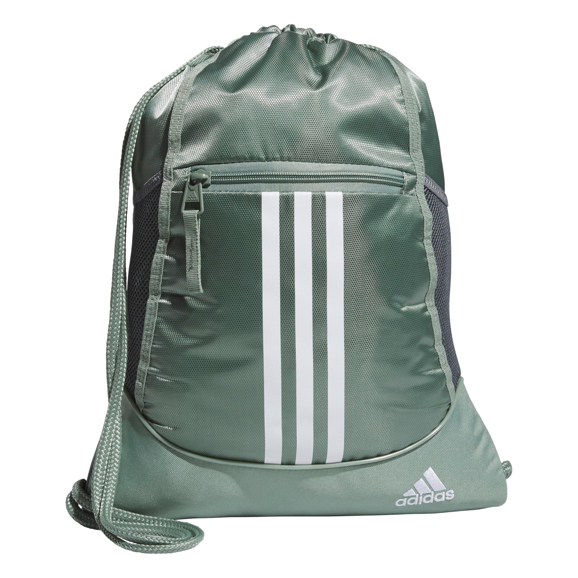 adidas Alliance Sackpack, Drawstring, Lightweight Small Gym Bag for Women, Soccer Backpack, White/Black/Black, One Size