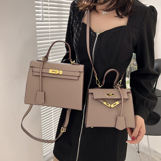 ZWX - PU Leather Candy Color Kelly Handbag with Buckle Lock