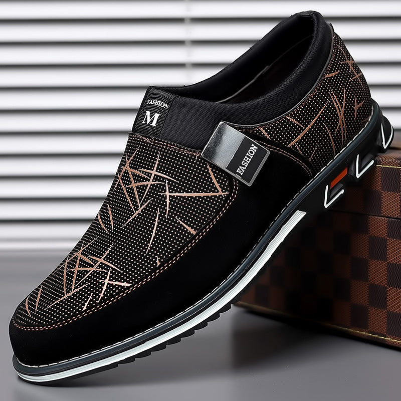 ZWX - Mens Casual PU leather Slide On Graphic Print Shoes