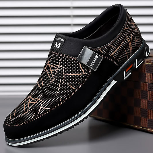 ZWX - Mens Casual PU leather Slide On Graphic Print Shoes