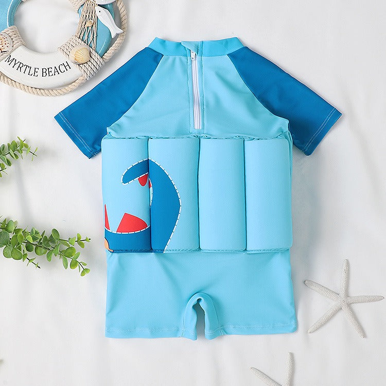ZWX - Toddler Boys One-piece Shark Buoyancy Zip Up Full Swimsuit