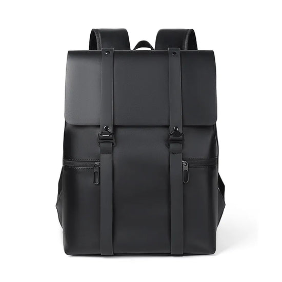 Mochila de piel sintética negra con correa ajustable para mujer