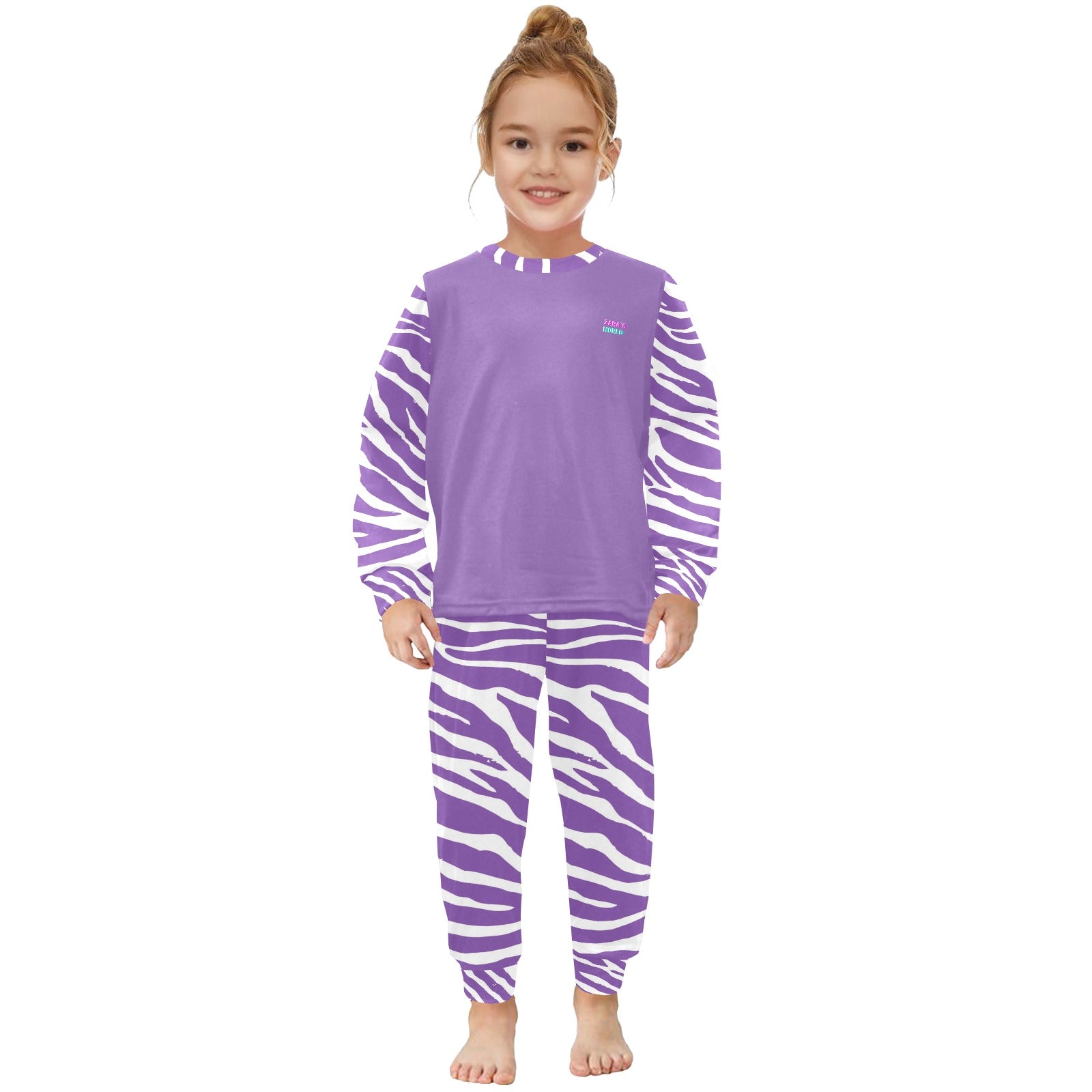 Little Girls' Animal Print Crew Neck Long Pajama Set