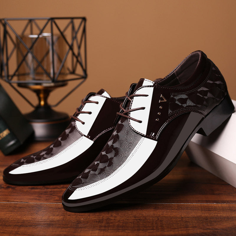 ZWX- Mens Oxford Suit & Tie Patent PU Leather Point Toes Shoes