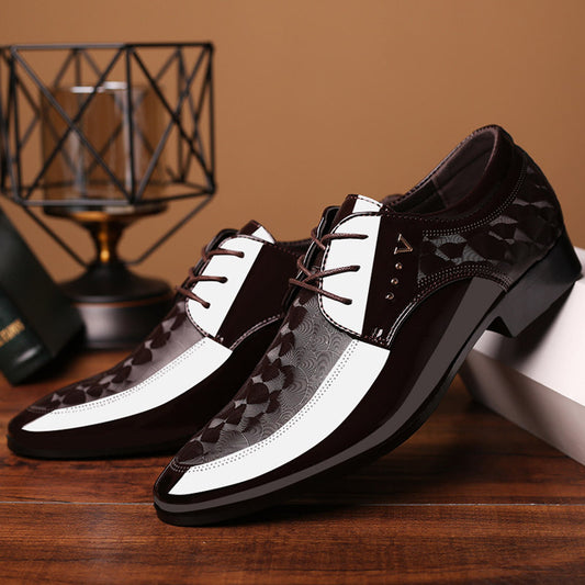ZWX- Mens Oxford Suit & Tie Patent PU Leather Point Toes Shoes