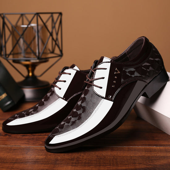 ZWX- Mens Oxford Suit & Tie Patent PU Leather Point Toes Shoes