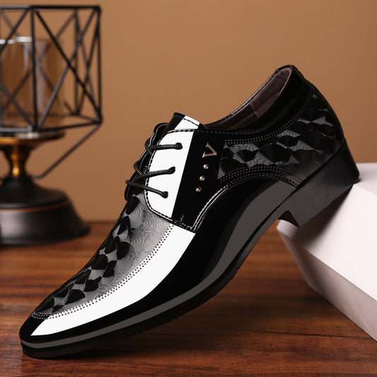 ZWX- Mens Oxford Suit & Tie Patent PU Leather Point Toes Shoes