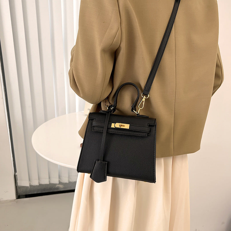ZWX - PU Leather Candy Color Kelly Handbag with Buckle Lock