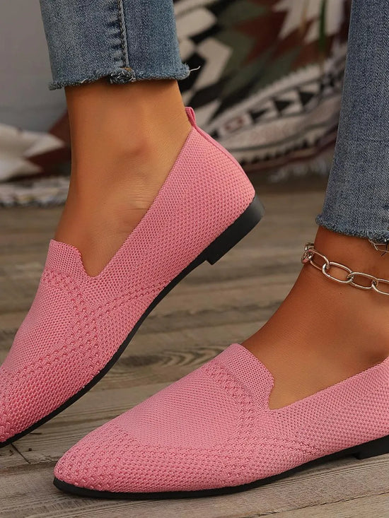 Womens Comfort Fit Point Toe Mesh Slip-On Flats