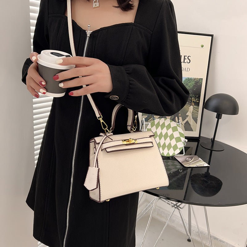 ZWX - PU Leather Candy Color Kelly Handbag with Buckle Lock