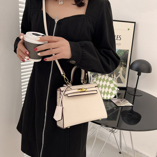 ZWX - PU Leather Candy Color Kelly Handbag with Buckle Lock