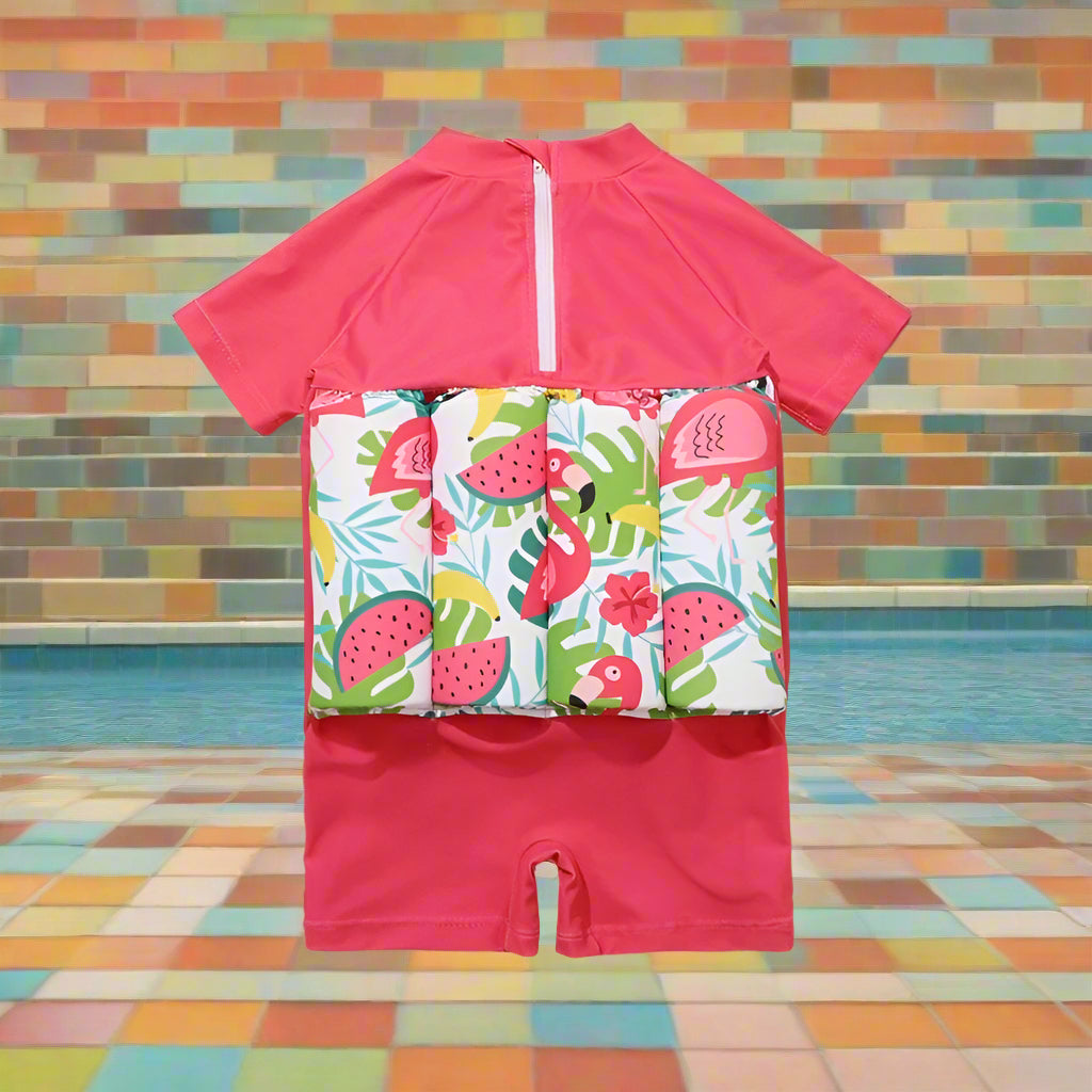 Toddler Girl One-piece Watermelon Buoyancy Zip Up Full Swimsuit