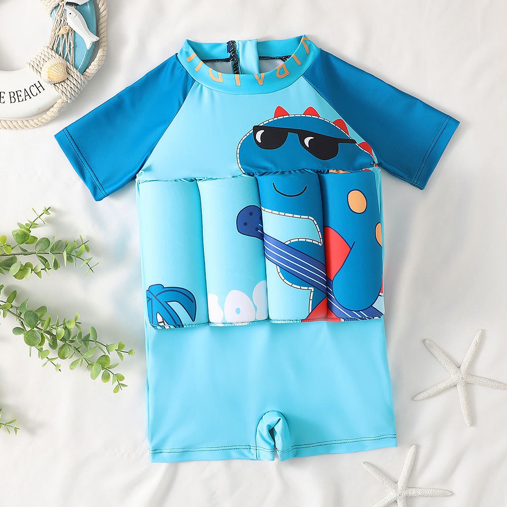ZWX - Toddler Boys One-piece Shark Buoyancy Zip Up Full Swimsuit