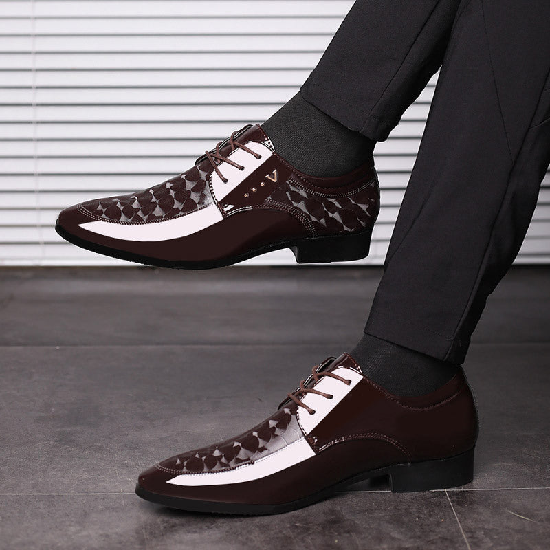 ZWX- Mens Oxford Suit & Tie Patent PU Leather Point Toes Shoes