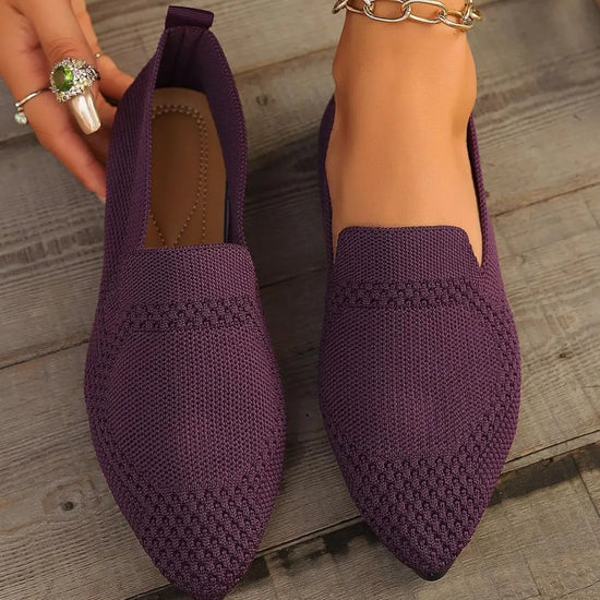 Womens Comfort Fit Point Toe Mesh Slip-On Flats