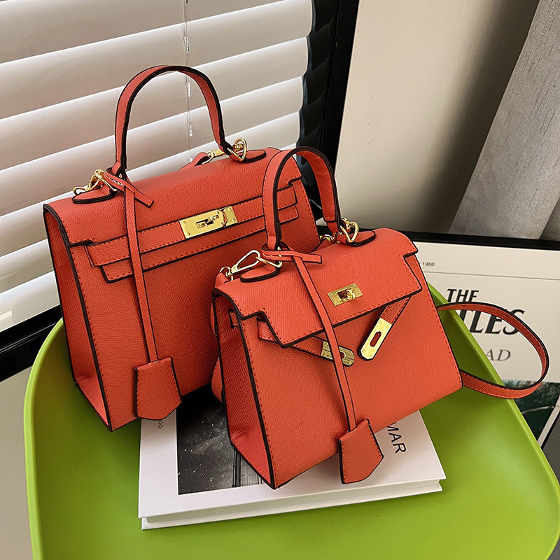 ZWX - PU Leather Candy Color Kelly Handbag with Buckle Lock