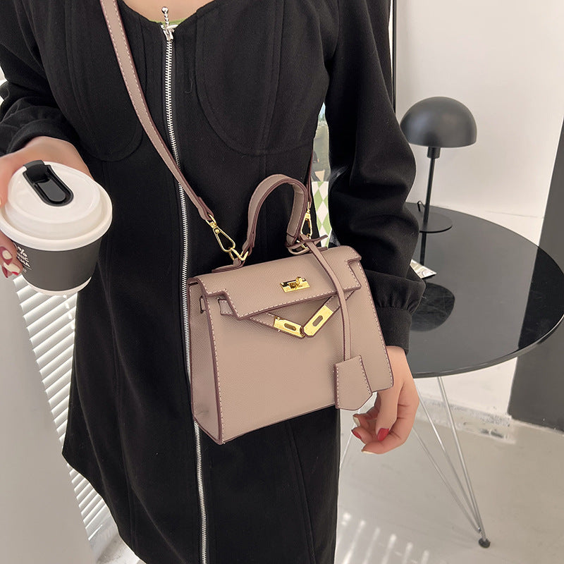 ZWX - PU Leather Candy Color Kelly Handbag with Buckle Lock